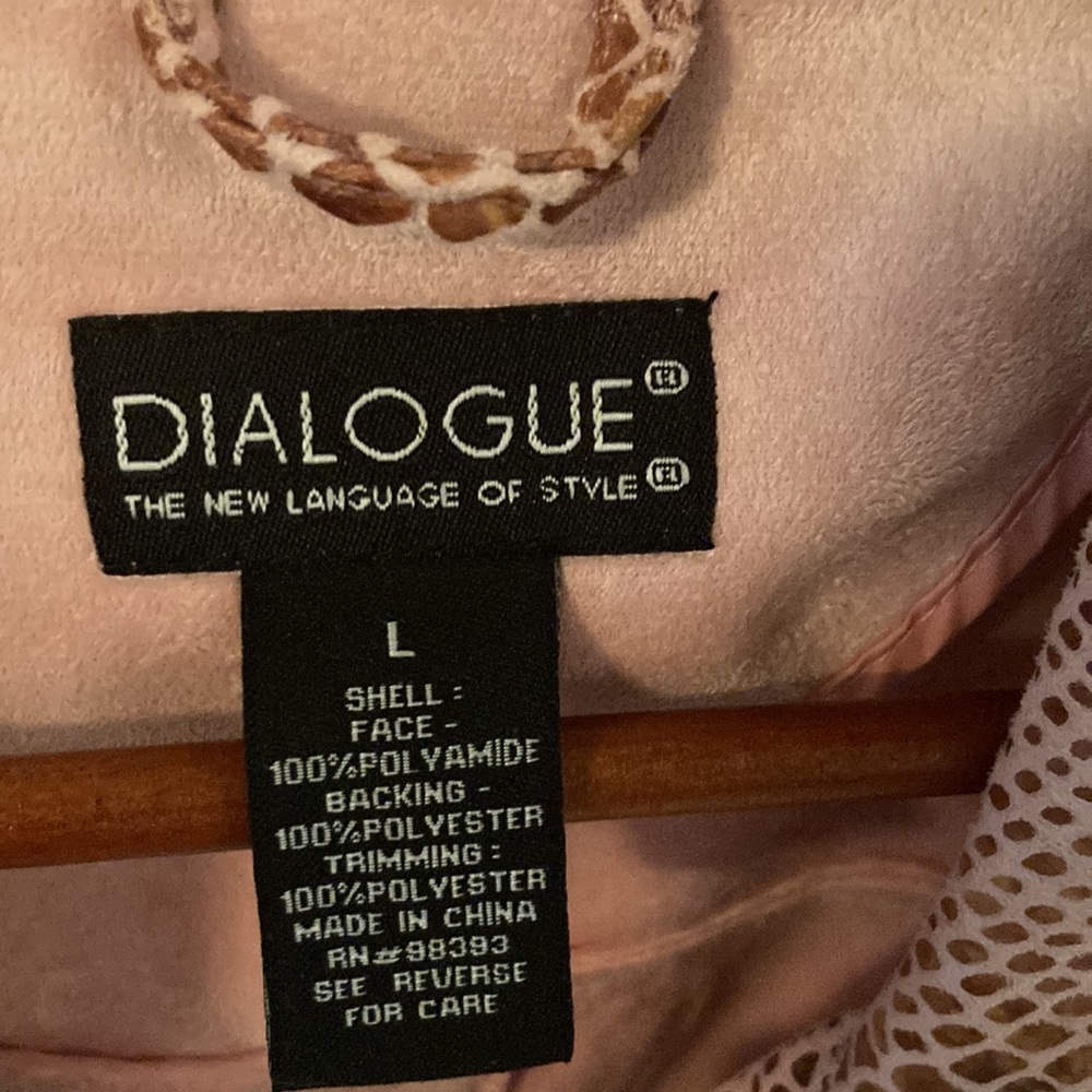 Women’s Dialogue jacket sz L zip front bomber style snake print pinks & tan - Picture 2 of 4